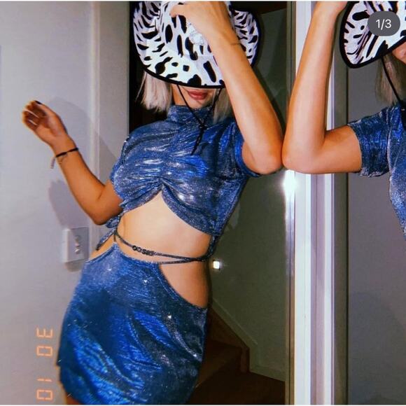 ROXANNA Banks Disco Party Cut Out Sparkly Glam Dress Women's Size Medium NWT - Picture 12 of 12